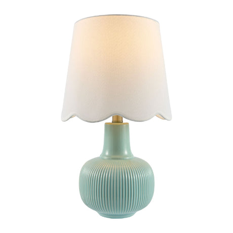 Modern European furniture - Scalloped White Linen Table Lamp - www.oroa.com