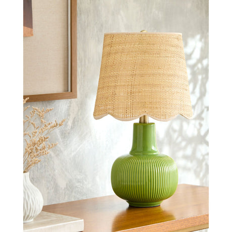 Modern European furniture - Scalloped Beige Jute Table Lamp - www.oroa.com