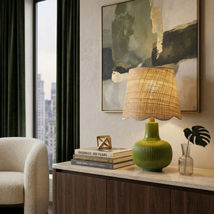   Modern European furniture - Scalloped Beige Jute Table Lamp - www.oroa.com | Oroa.com