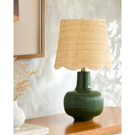 Modern European furniture - Scalloped Beige Jute Table Lamp - www.oroa.com
