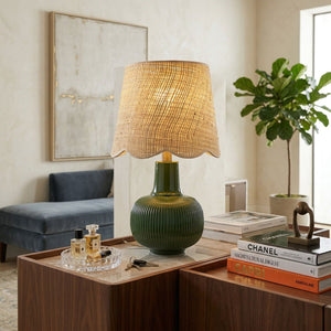   Modern European furniture - Scalloped Beige Jute Table Lamp - www.oroa.com | Oroa.com