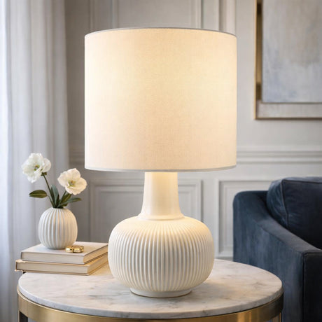   Modern European furniture - Reeded Ceramic Accent Table Lamp - www.oroa.com | Oroa.com