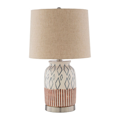 Modern European furniture - Geometric Patterned Ceramic Table Lamp - www.oroa.com