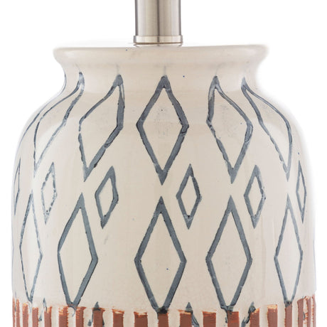 Modern European furniture - Geometric Patterned Ceramic Table Lamp - www.oroa.com