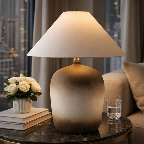 Modern European furniture - White Linen Empire Table Lamp - www.oroa.com