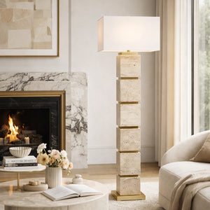   Burnished Yellow Travertine Floor Lamp | Oroa.com