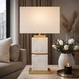 Modern European furniture - Natural White Marble Table Lamp - www.oroa.com