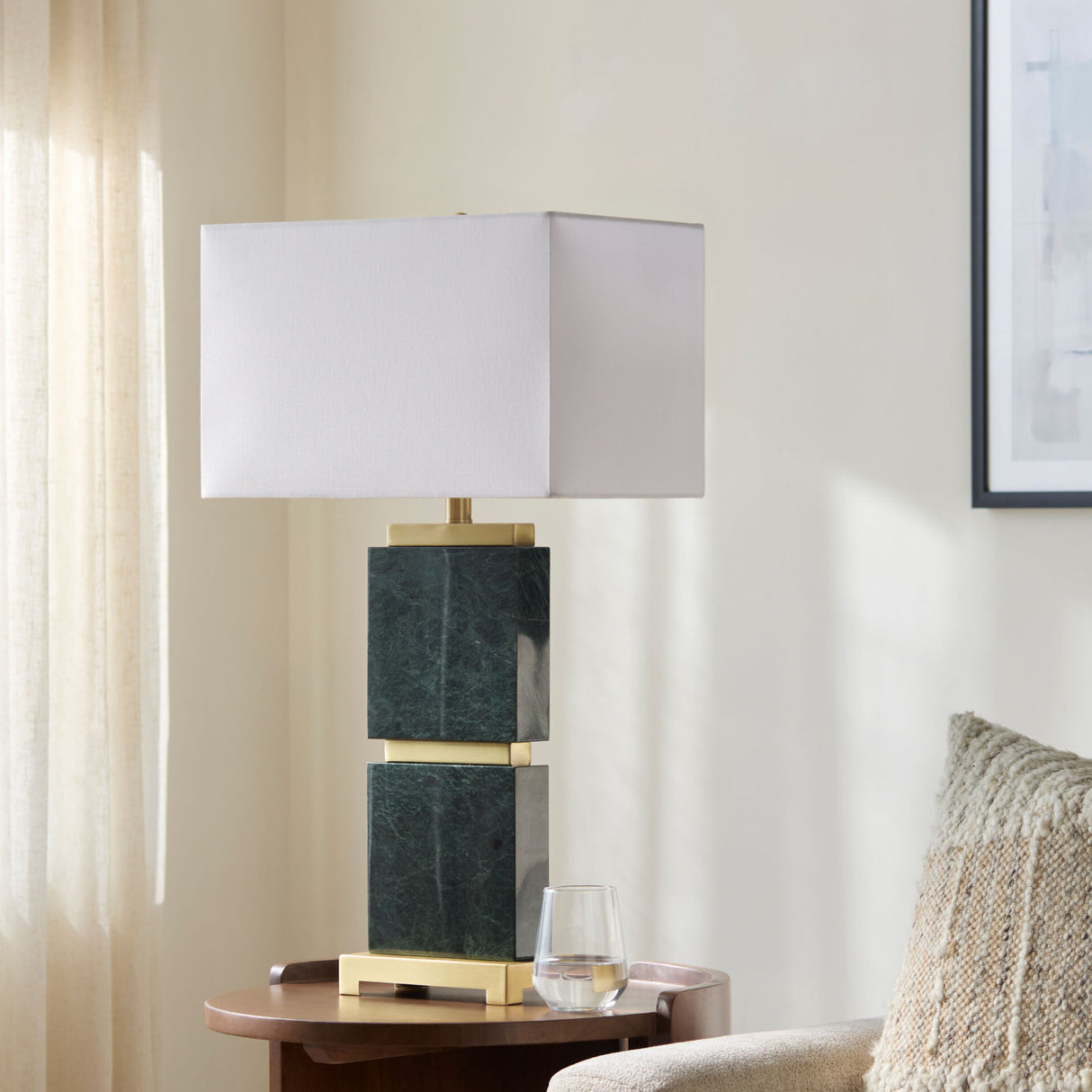   Travertine Accent Table Lamp | Oroa.com
