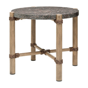 Modern European furniture - Brown Stone Round Outdoor End Table - www.oroa.com