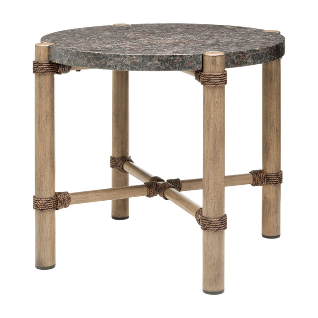 Modern European furniture - Brown Stone Round Outdoor End Table - www.oroa.com