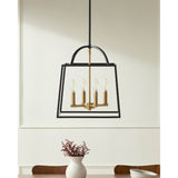 Modern European furniture - Black Iron Framed 4-Light Chandelier - www.oroa.com