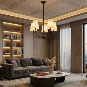   Modern European furniture - White Cotton Shade Chandelier - www.oroa.com | Oroa.com