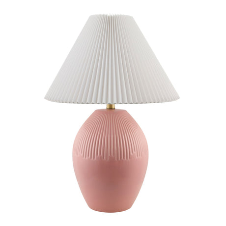 Modern European furniture - Ceramic Pleated Linen Table Lamp - www.oroa.com