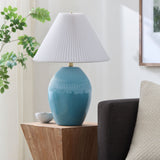 Modern European furniture - Ceramic Pleated Linen Table Lamp - www.oroa.com
