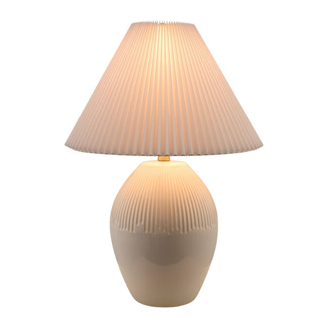 Modern European furniture - Ceramic Pleated Linen Table Lamp - www.oroa.com