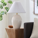 Modern European furniture - Ceramic Pleated Linen Table Lamp - www.oroa.com