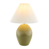 Modern European furniture - Ceramic Pleated Linen Table Lamp - www.oroa.com