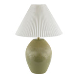 Modern European furniture - Ceramic Pleated Linen Table Lamp - www.oroa.com