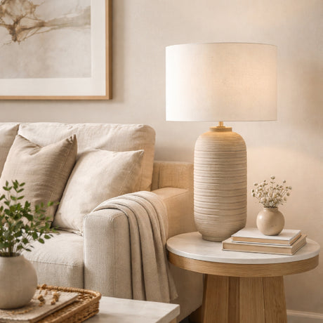   Modern European furniture - Beige Linen Ceramic Table Lamp - www.oroa.com | Oroa.com