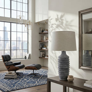   Modern European furniture - Gray Linen Accent Table Lamp L - www.oroa.com | Oroa.com