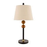 Modern European furniture - Beige Linen Rubberwood Table Lamp - www.oroa.com