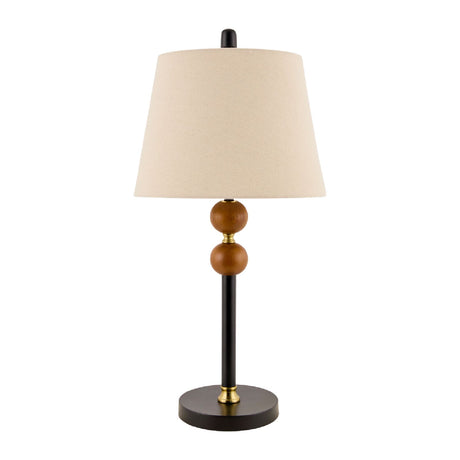 Modern European furniture - Beige Linen Rubberwood Table Lamp - www.oroa.com