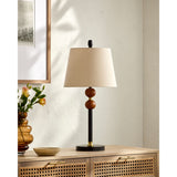Modern European furniture - Beige Linen Rubberwood Table Lamp - www.oroa.com