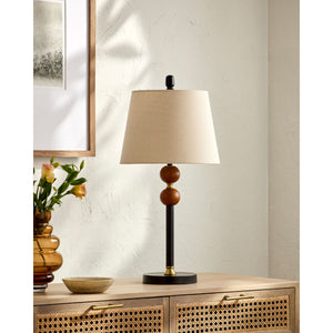   Modern European furniture - Beige Linen Rubberwood Table Lamp - www.oroa.com | Oroa.com