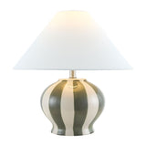 Modern European furniture - Lined Round Ceramic Table Lamp - www.oroa.com