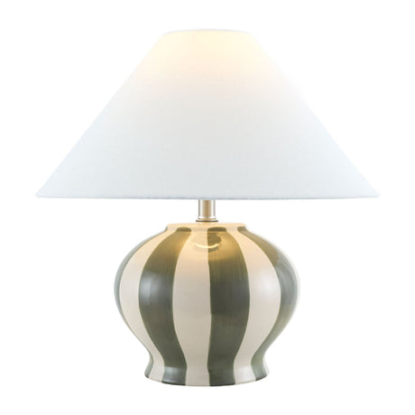 Modern European furniture - Lined Round Ceramic Table Lamp - www.oroa.com