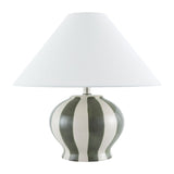 Modern European furniture - Lined Round Ceramic Table Lamp - www.oroa.com