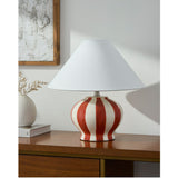 Modern European furniture - Lined Round Ceramic Table Lamp - www.oroa.com