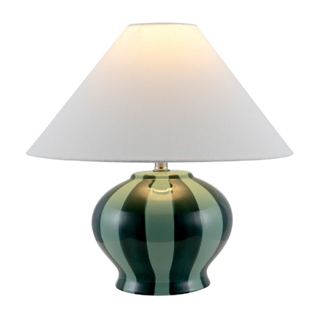 Modern European furniture - Lined Round Ceramic Table Lamp - www.oroa.com