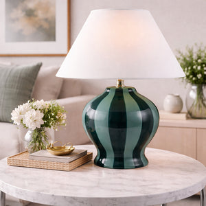   Modern European furniture - Lined Round Ceramic Table Lamp - www.oroa.com | Oroa.com