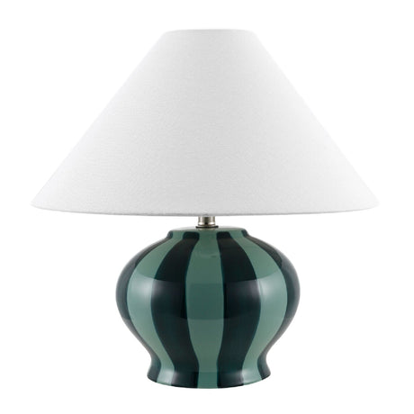 Modern European furniture - Lined Round Ceramic Table Lamp - www.oroa.com