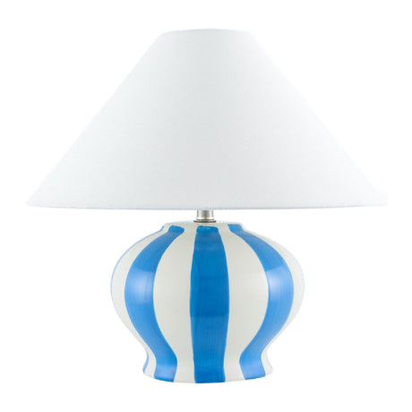 Modern European furniture - Lined Round Ceramic Table Lamp - www.oroa.com