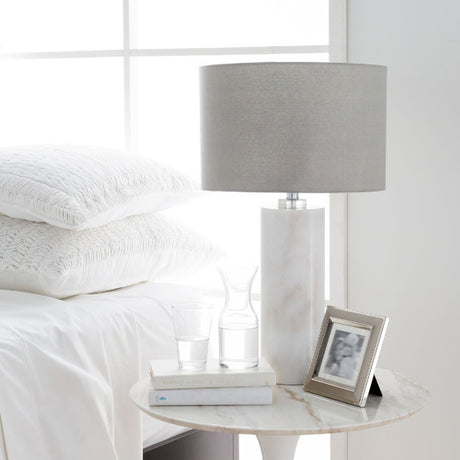 Modern European furniture - White Cylindrical Marble Table Lamp - www.oroa.com