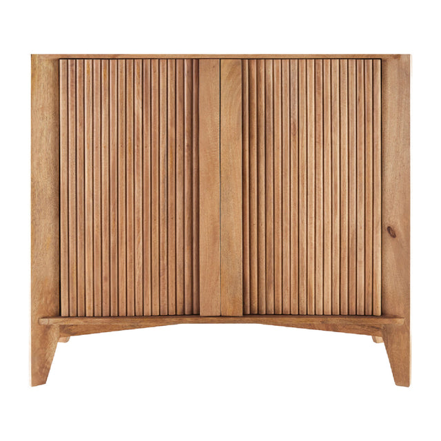 Modern European furniture - Reeded Mango Wood Cabinet - www.oroa.com