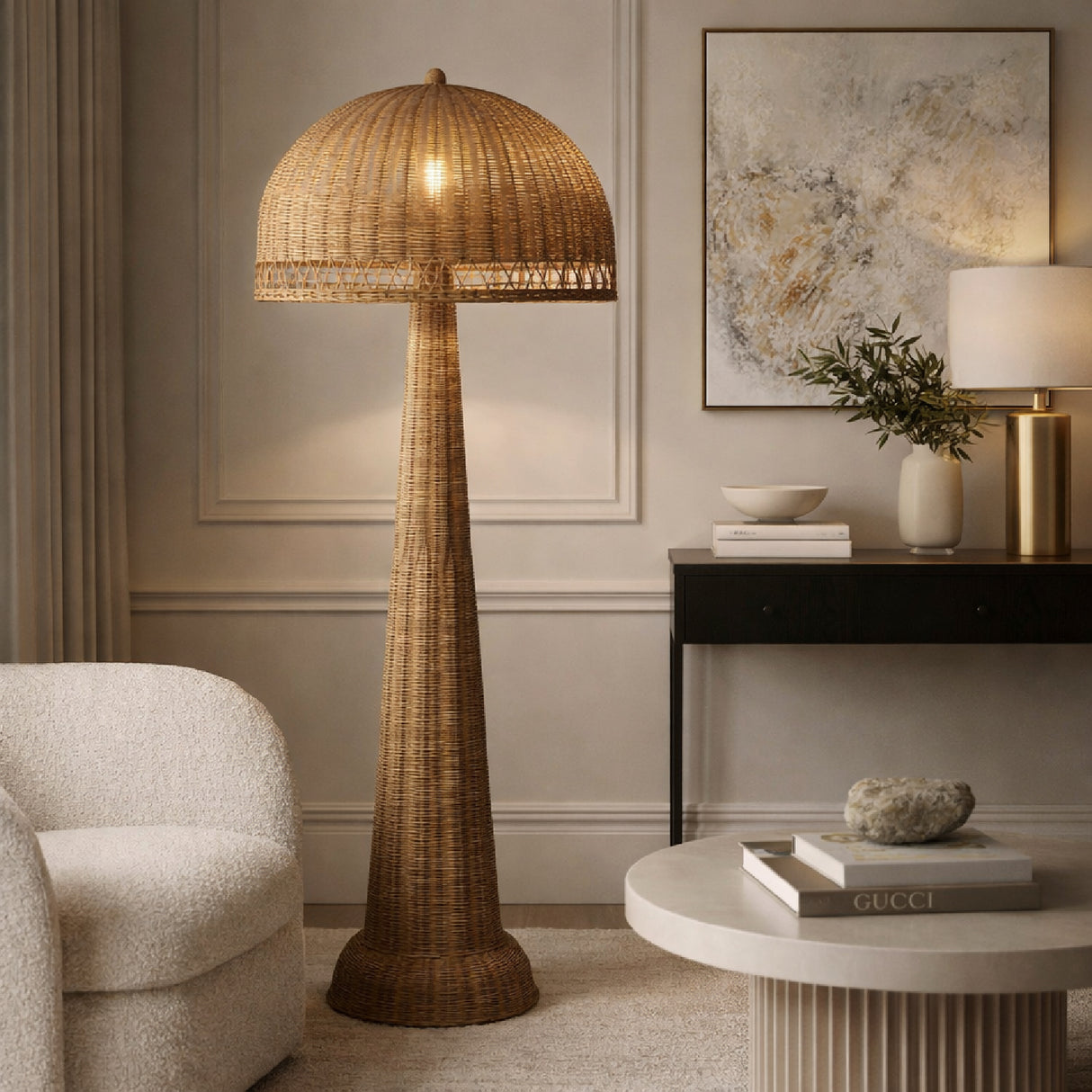   Modern European furniture - Natural Rattan Dome Floor Lamp - www.oroa.com | Oroa.com