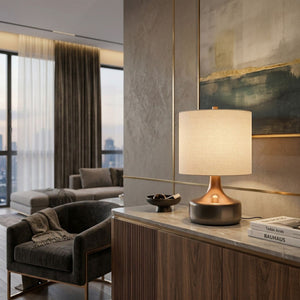   Modern European furniture - Drum Linen Ceramic Table Lamp - www.oroa.com | Oroa.com