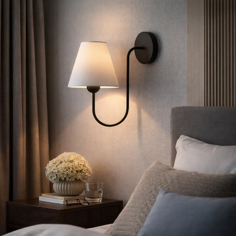   Modern European furniture - Linen Curved-Arm Wall Lamp - www.oroa.com | Oroa.com