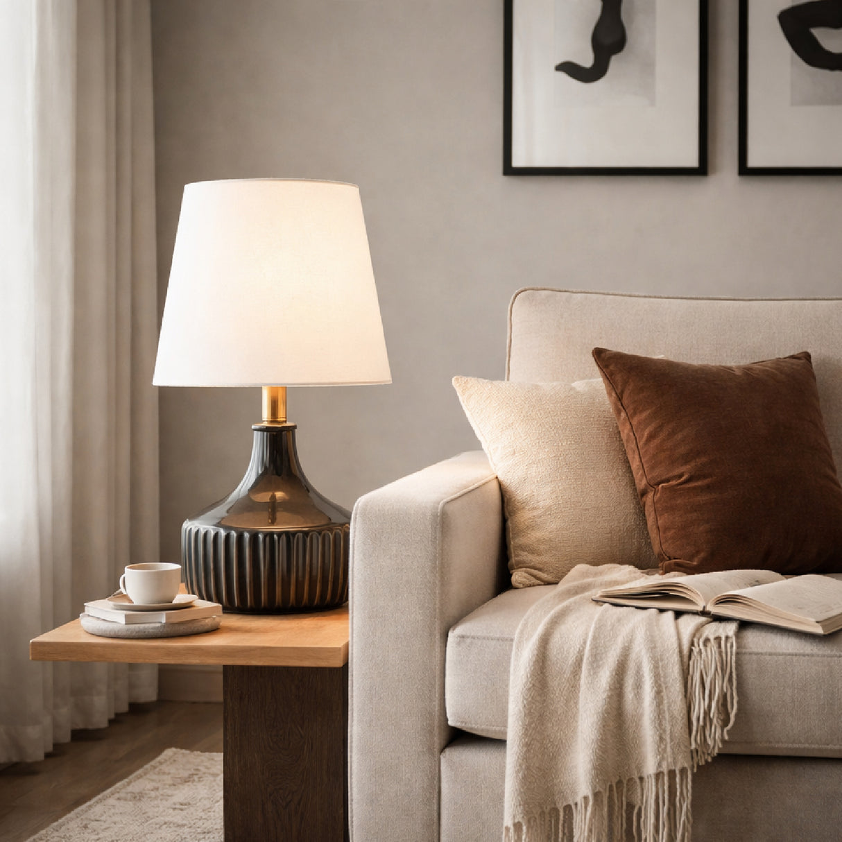   Modern European furniture - White Jute Ceramic Table Lamp - www.oroa.com | Oroa.com