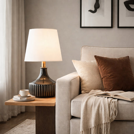   Modern European furniture - White Jute Ceramic Table Lamp - www.oroa.com | Oroa.com
