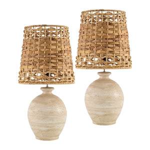   Modern European furniture - Cement Woven Seagrass Table Lamps (2) - www.oroa.com | Oroa.com