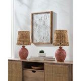 Modern European furniture - Cement Woven Seagrass Table Lamps (2) - www.oroa.com