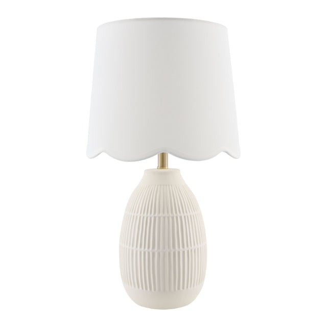 Modern European furniture - Scalloped Linen Ceramic Table Lamp - www.oroa.com