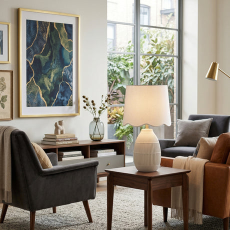   Modern European furniture - Scalloped Linen Ceramic Table Lamp - www.oroa.com | Oroa.com