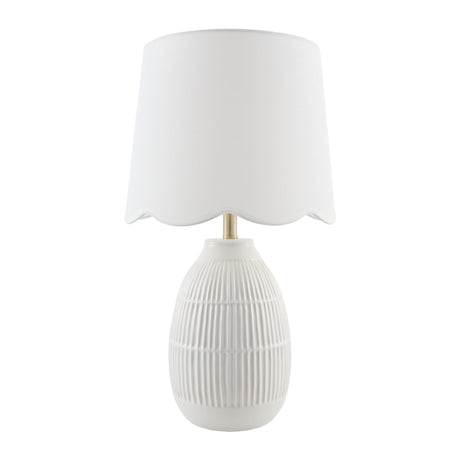 Modern European furniture - Scalloped Linen Ceramic Table Lamp - www.oroa.com