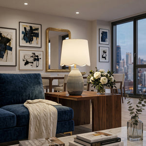   Modern European furniture - Scalloped Linen Ceramic Table Lamp - www.oroa.com | Oroa.com