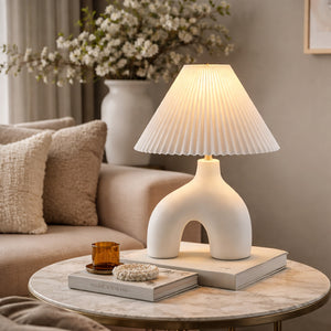   Modern European furniture - Pleated Fabric Arched Table Lamp - www.oroa.com | Oroa.com